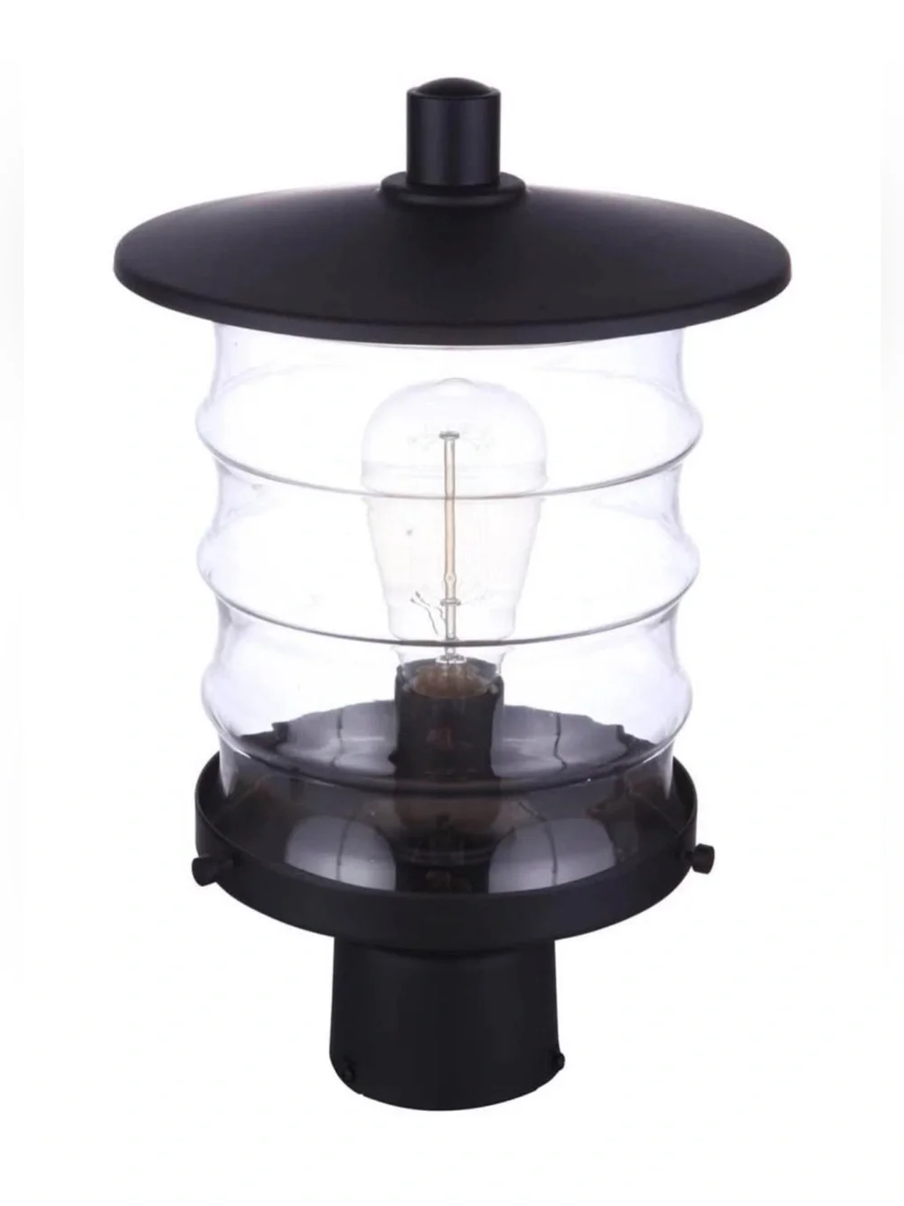 Craftmade Outdoor Post Light – Clear Glass Porch Lamp (Midnight Finish)